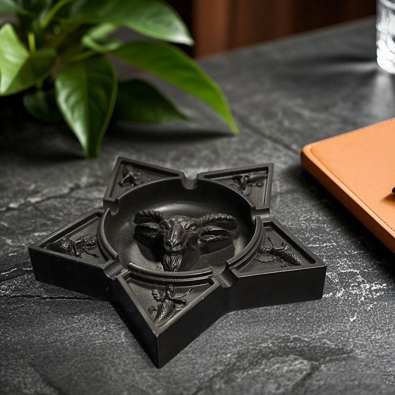 Direct supply five-pointed star mann gothic black goat head ashtray angel skeleton devil decorative desktop ornaments