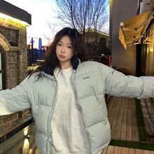 白鸭绒羽绒服女潮牌面包服2025冬季新款情侣美式宽松韩版短外套