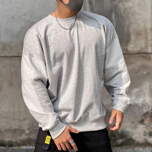 Men's Spring and Autumn Sweatshirt, American Style, Loose Fit, Terry Sweatshirt, Drop Shoulder Sleeves, Trendy Versatile Jacket