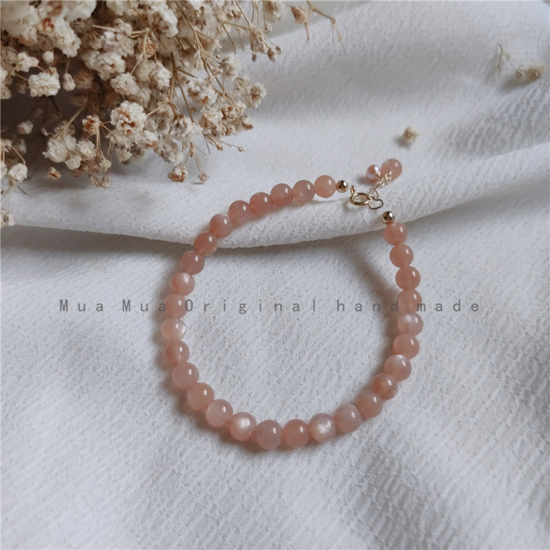 Sunstone 14K Gold-Injected Warm Orange Sunstone Crystal Bracelet for Women New Spring and Summer Factory Crystal Bracelet