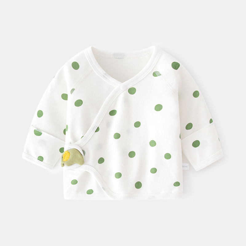 Newborn baby clothes, boneless pure cotton spring/autumn style velcro half-back pajamas, full-month monk's outfit, baby top