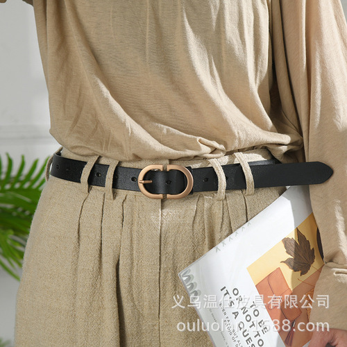 Women's cowhide belt Korean style fashion simple decorative trouser belt ins Hong Kong style four seasons style manufacturer wholesale