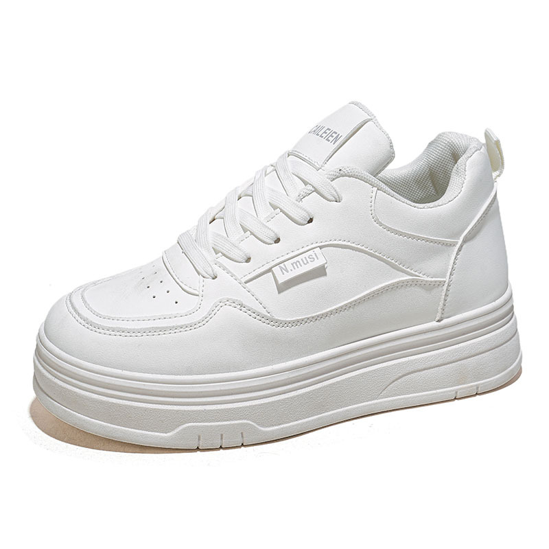 Muffin zapatos deportivos de altura de base gruesa, zapatos de skate casuales para mujeres, 2025 otoño nuevos zapatos blancos de tendencia universal, zapatos de papá
