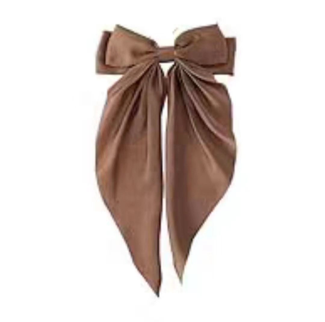 【咖啡色】长飘蝴蝶结弹簧夹