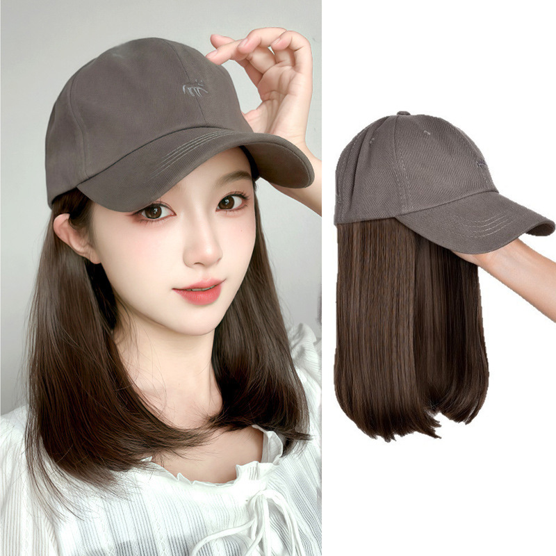 Wig Hat Combo for Women, New Autumn Fashion, Little Fox Baseball Cap, Sun Hat with Wig, Full Head Cover for Women