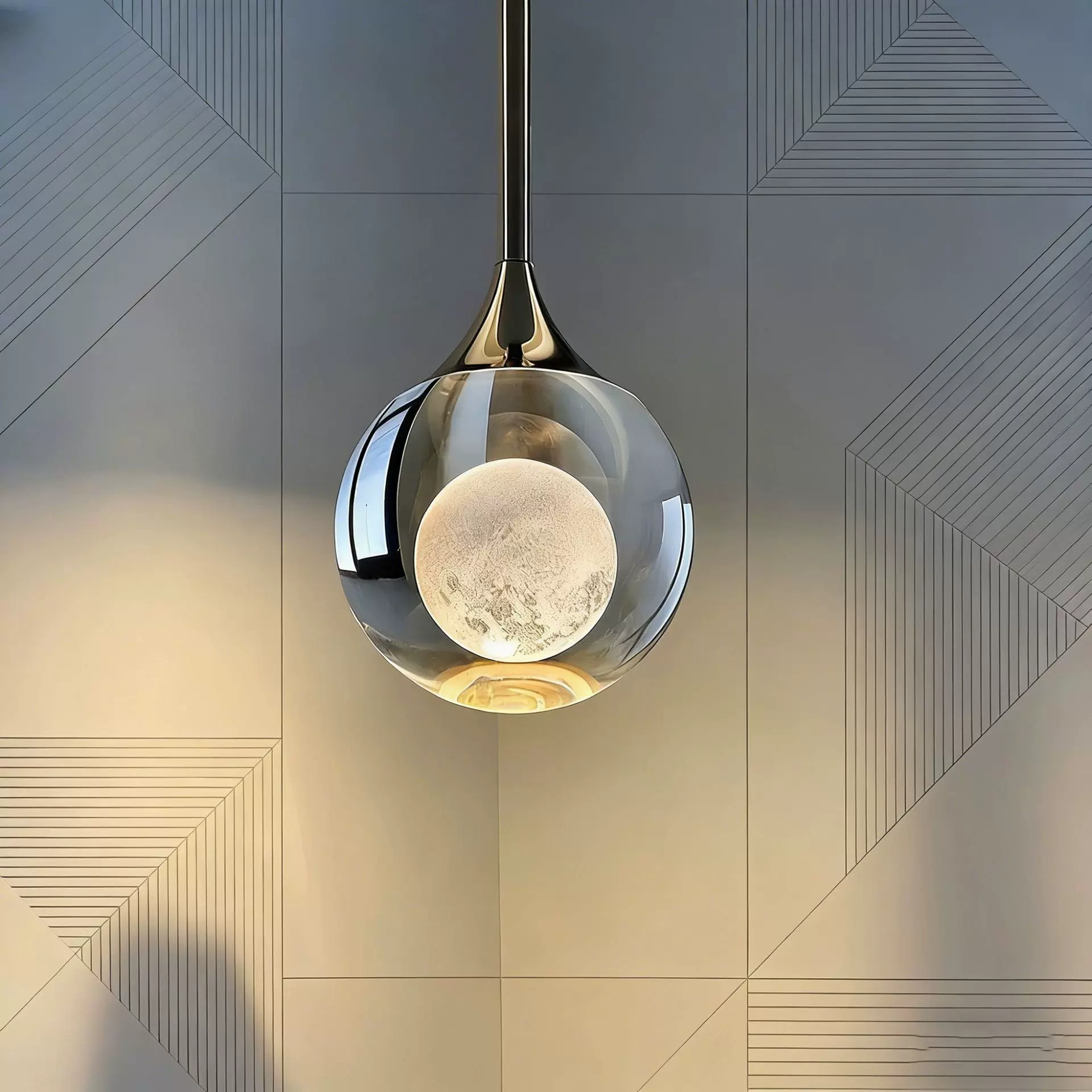 跨境卧室床头玄关水晶月球小吊灯简约餐厅吧台轻奢别墅单头吊灯