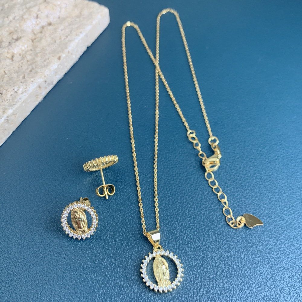 Daily, Shopping Occasion Elegant Classic Style Geometric Alloy Plating Inlay Artificial Gemstones Women's Earrings Necklace