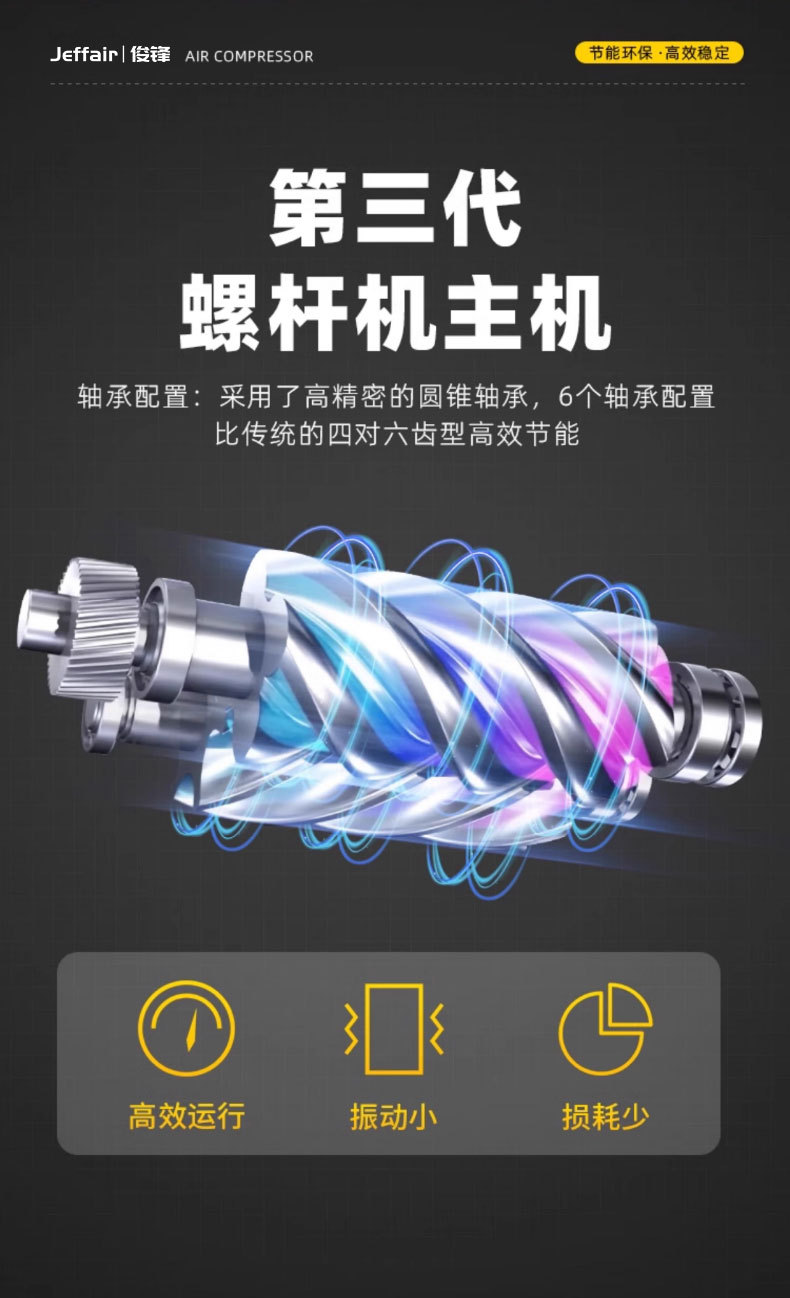 Junfeng Auto Repair Specialized Permanent Magnet Variable Frequency Screw Type Air Compressor 11Kw16Kg Integrated Energy-Saving Air Compressor