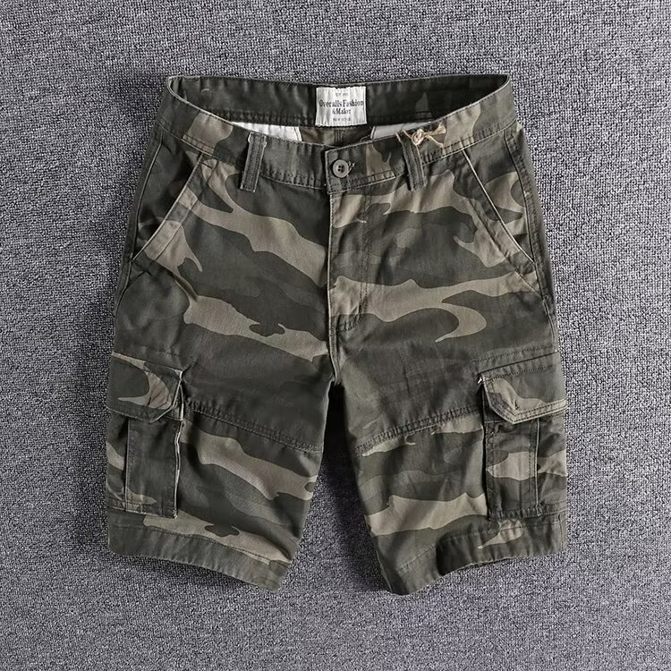 Cross-Border Camouflage Work Shorts for Men, Loose Fit 2026 Casual Knee-Length Pants, Summer Straight-Leg Shorts Casual