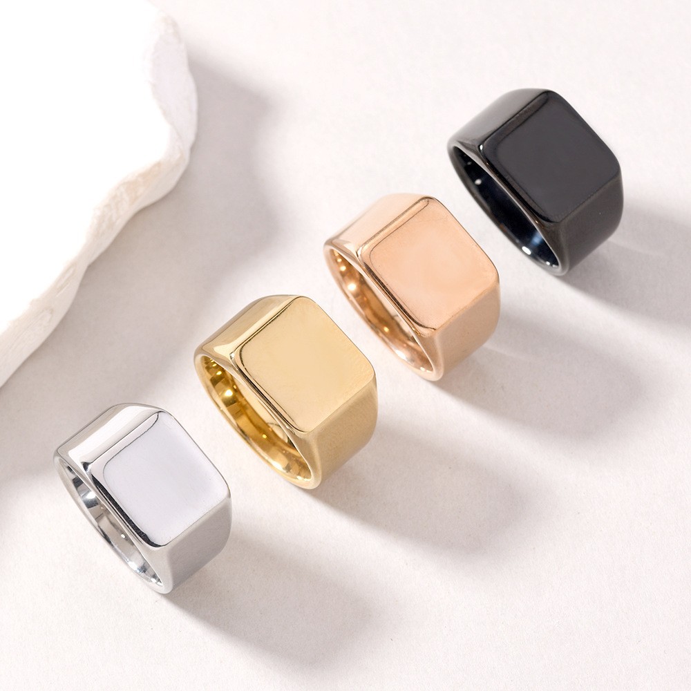 Amazon's Popular Men's Ring Cast Geometric Glossy Ring Fashionable and Versatile Stainless Steel Ring Can Be Printed with Logo