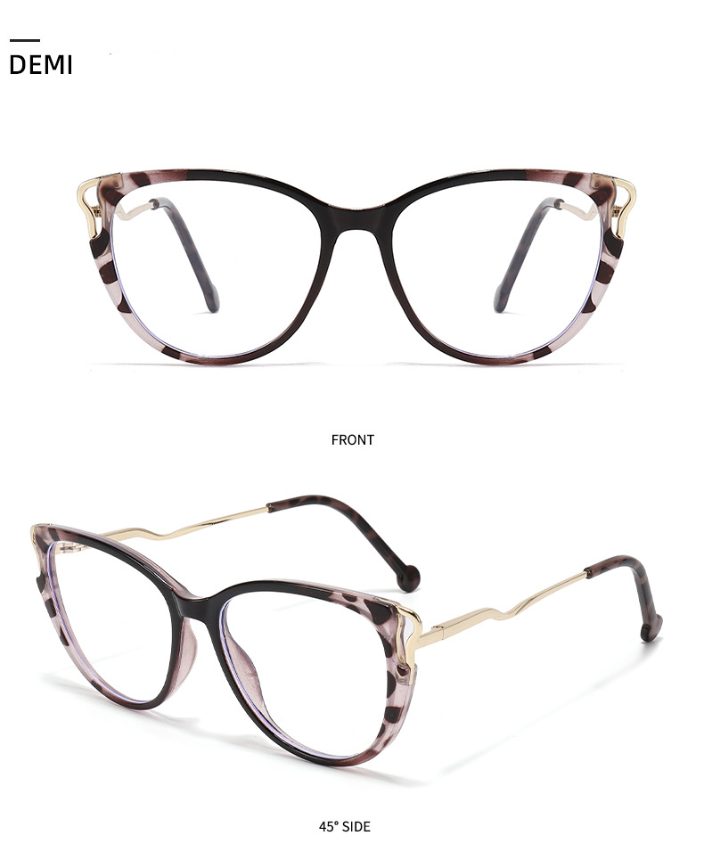 Lunettes rétro œil de chat anti-lumière bleue, monture haut de gamme, unisexe, cerclées en métal, pour hommes et femmes._voghion.com