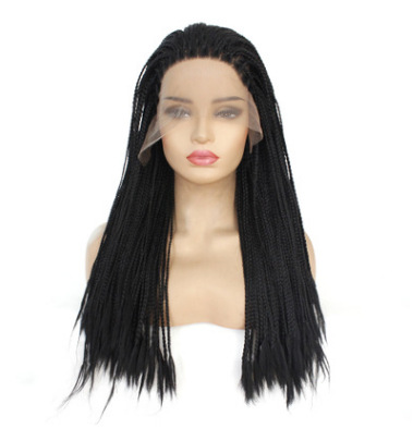 Damas europeas y americanas negras de tres hebras trenzadas reggae fibra química pelucas de encaje frente comercio exterior LW0021