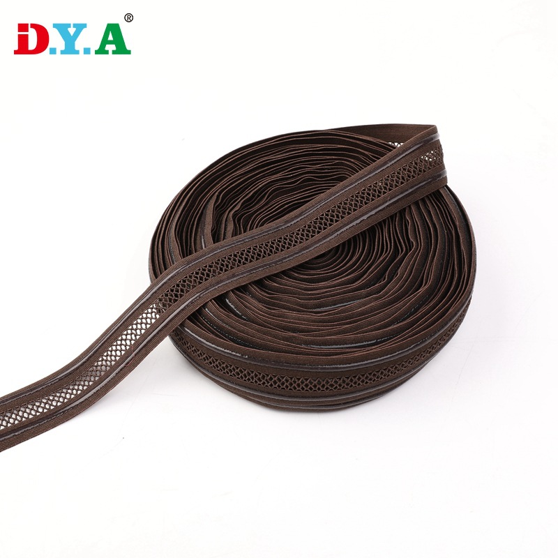 2.5厘米黑色防滑滴胶松紧带镂空设计止滑带户外运动发带橡筋辅料