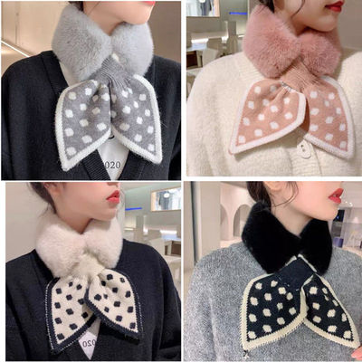 2pcs Women girls fake collar detachable Faux rabbit fur dickey collar plush scarf bib fashion scarf for lady