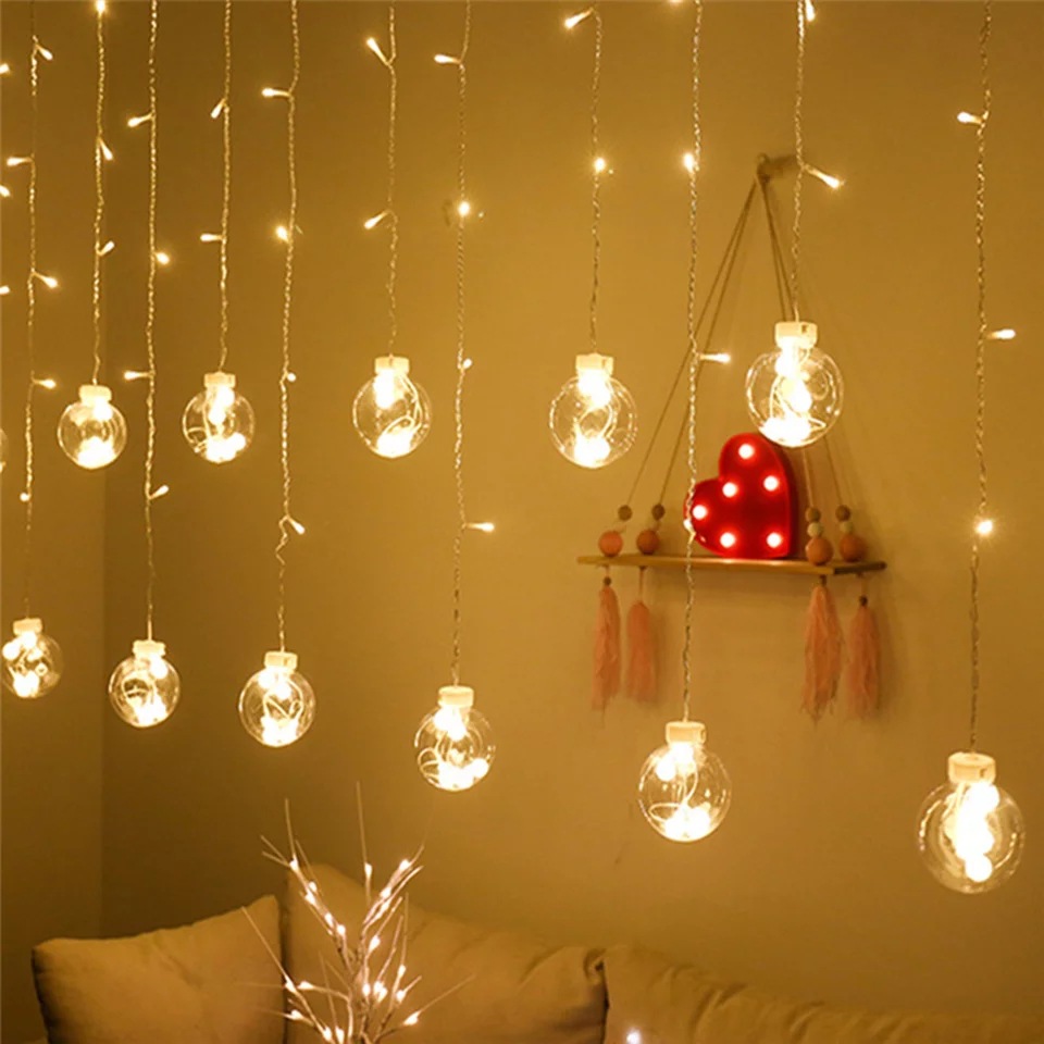 New LED Ball Christmas Lantern Plastic Waterproof curtain Lantern…