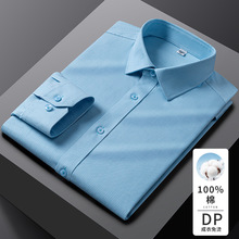 DP成衣免烫纯棉衬衫男士长袖商务休闲高级感全棉衬衣定制分销批发