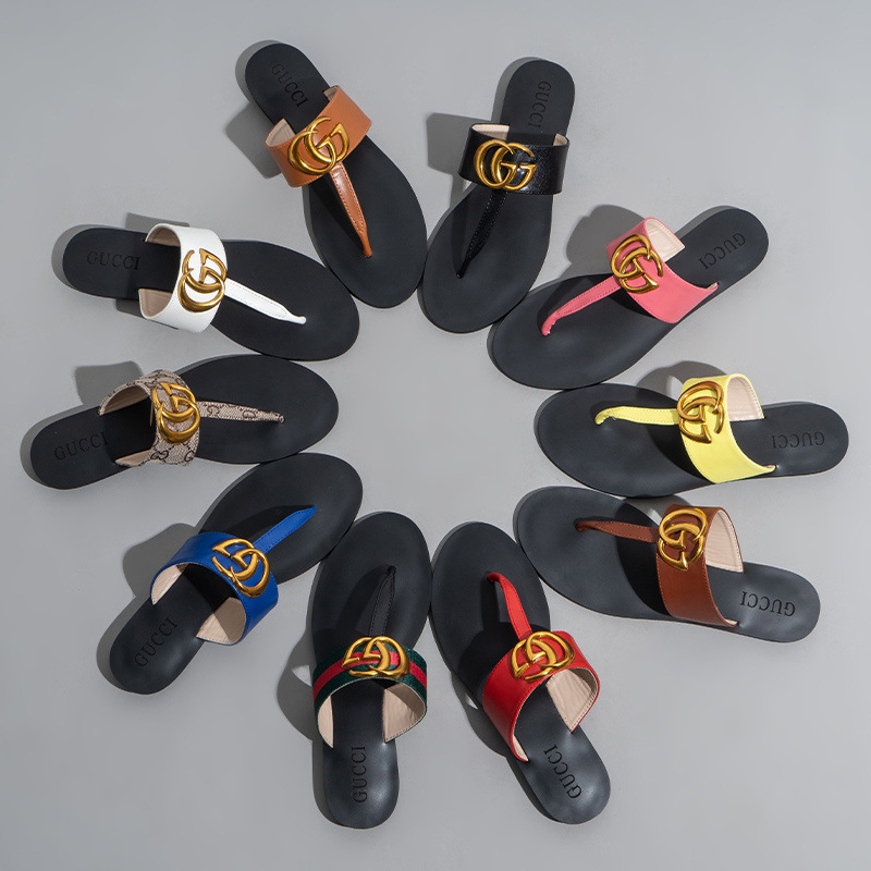 women shoes平底人字拖鞋女士经典g家夹金属扣大码沙滩鞋防滑