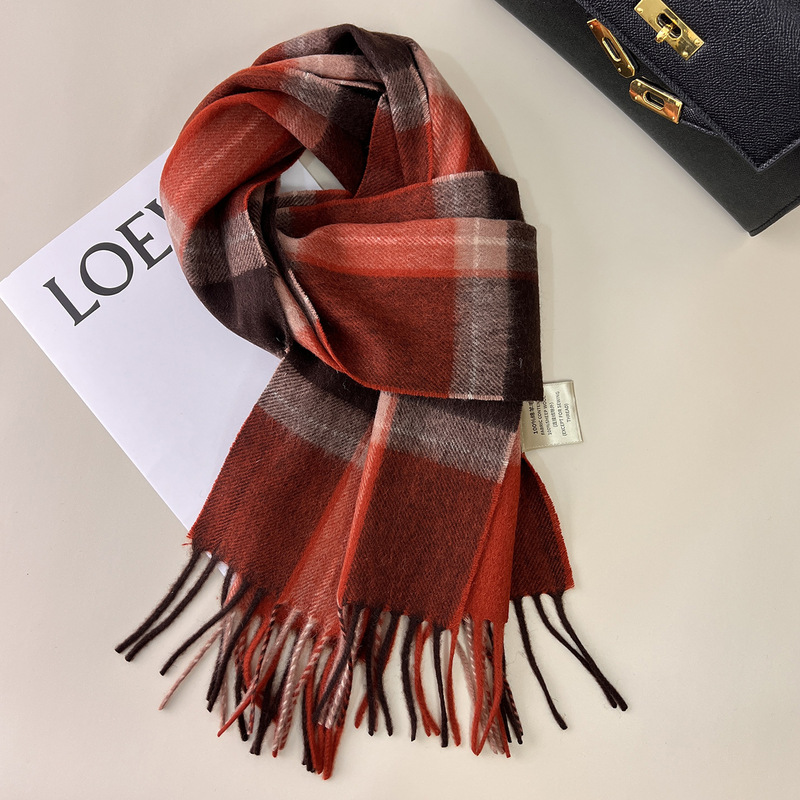 British Classic 100% Pure Wool Plaid Scarf for Women, Winter Korean Style Student Versatile Warm Cashmere Couple Neck Warmer British Classic 100% Pure Wool Plaid Scarf for Women, Winter Korean Style Student Versatile Warm Cashmere Couple Neck Warmer