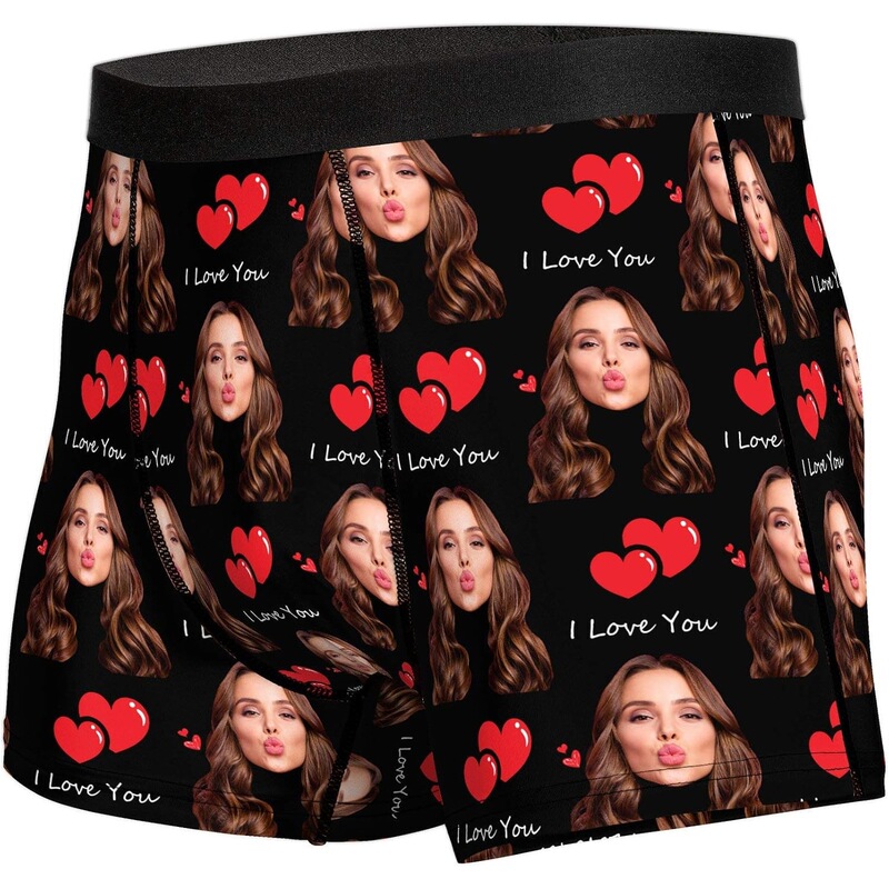 Factory wholesale foreign trade cross-border hot men's boxer underwear 3D printing funny face photo romantic gift customization