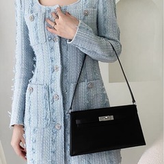 2024 New Genuine Leather BOX Calfskin Elan Kelly Underarm Bag High-end Fashion Shoulder Crossbody Bag Trendy