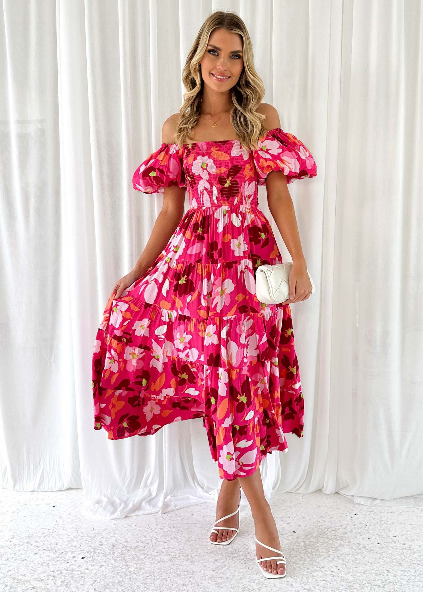 Women's Regular Dress Elegant Classic Style Boat Neck Short Sleeve Flower Maxi Long Dress Travel Daily display picture 22