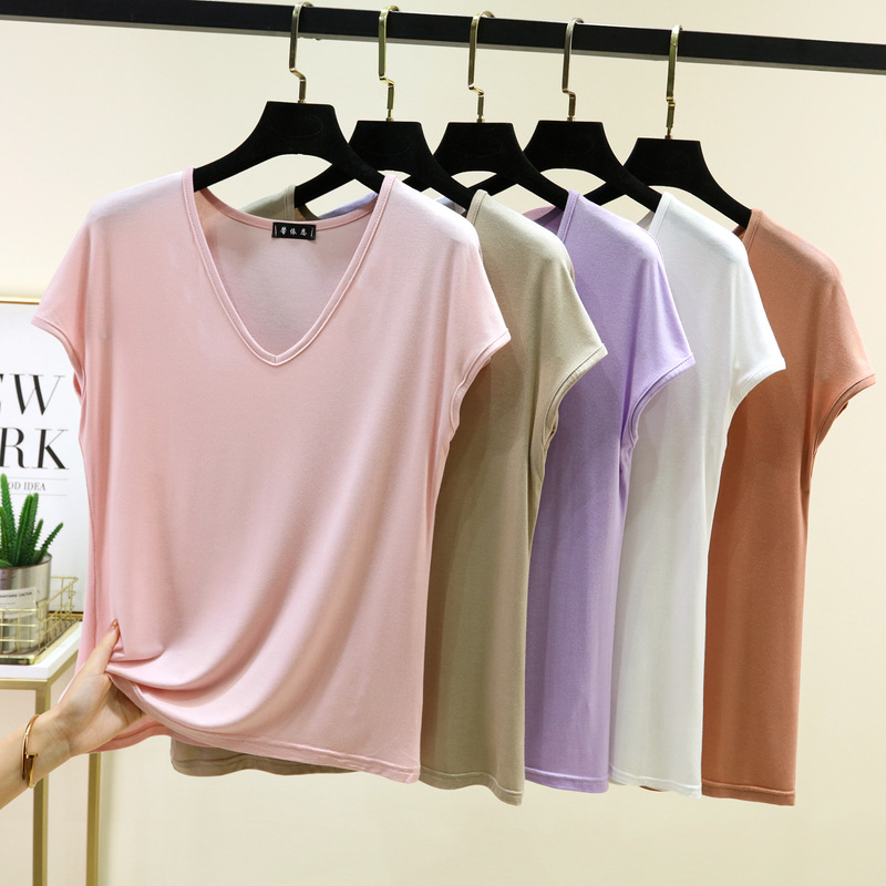 New Modal V-Neck Sleeveless T-Shirt for Women, Summer Thin Style, Plus Size, Slim Fit, Solid Color, Suitable for Layering or Wearing Alone New Modal V-Neck Sleeveless T-Shirt for Women, Summer Thin Style, Plus Size, Slim Fit, Solid Color, Suitable for Layering or Wearing Alone