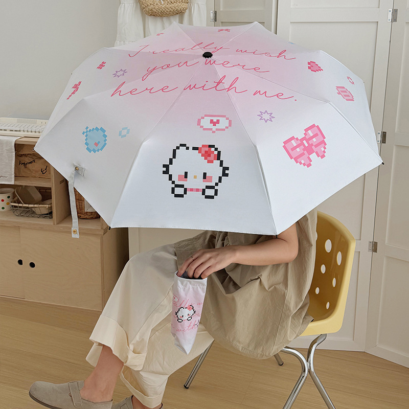 Cute automatic handheld umbrella solar-powered for elementary school students, fully automatic, sun protection