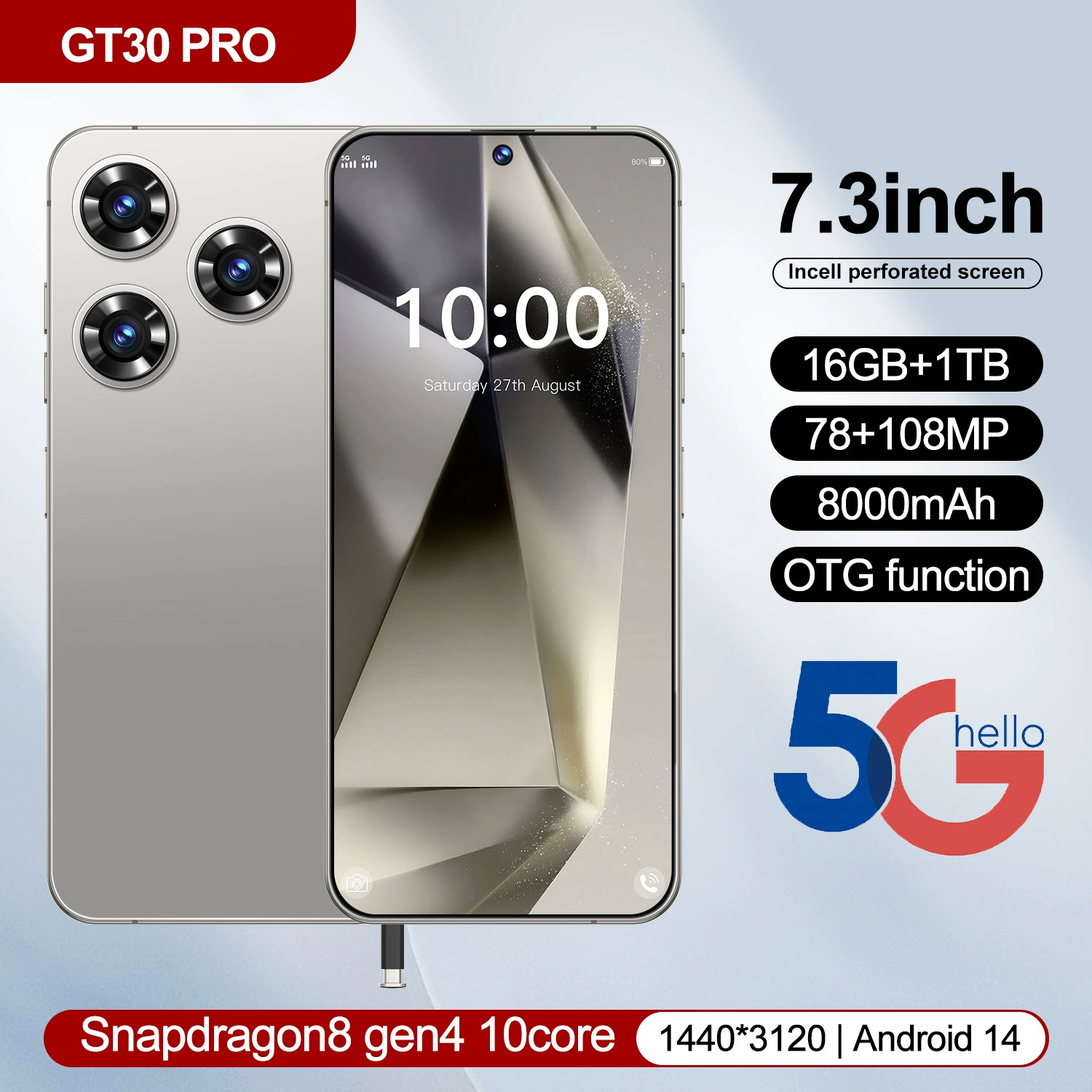 Кросс-борт GT30 PRO смартфон 16+1T Android телефон источник завода Смартфон (горячая модель)