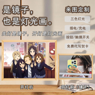 ins style light tone girl mirror light painting Japanese anime atmosphere photo frame light painting Girl heart bedroom decorations