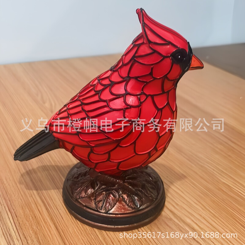 跨境摆件Cardinal Lamp装饰红鸟动物台灯树脂装饰摆件|undefined