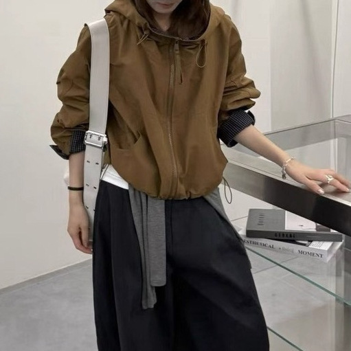 韩版连帽外套女2025新款宽松休闲百搭小个子防风夹克上衣|undefined