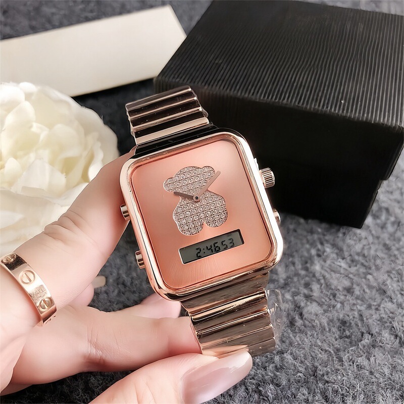 Women's Watch Trendy Digital Display Cubs Square Watch Women's Retro Waterproof Quartz Watch Simple Elegant Steel Band Watch for Women