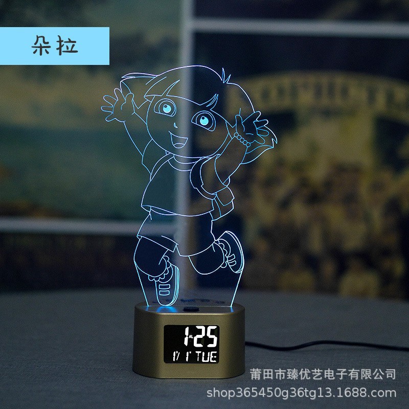 Reloj despertador infantil 3D creativo de venta caliente, luz nocturna multifunción, reloj electrónico de regalo, venta directa de fábrica