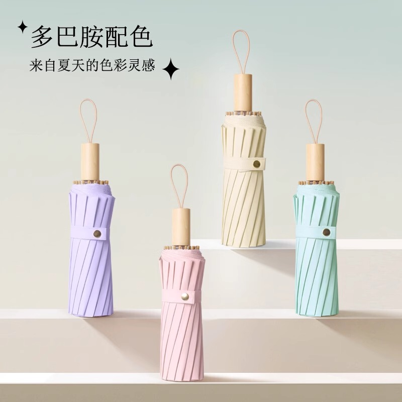 16-Rib Colorful Plastic Umbrella for Both Sunny and Rainy Weather, Sunshade, Uv Protection, Foldable, High-Grade Sun Umbrella Wholesale