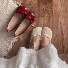 甜美裙子晚晚风单鞋时尚平底软底玛丽珍鞋2025春秋新款蝴蝶结百搭