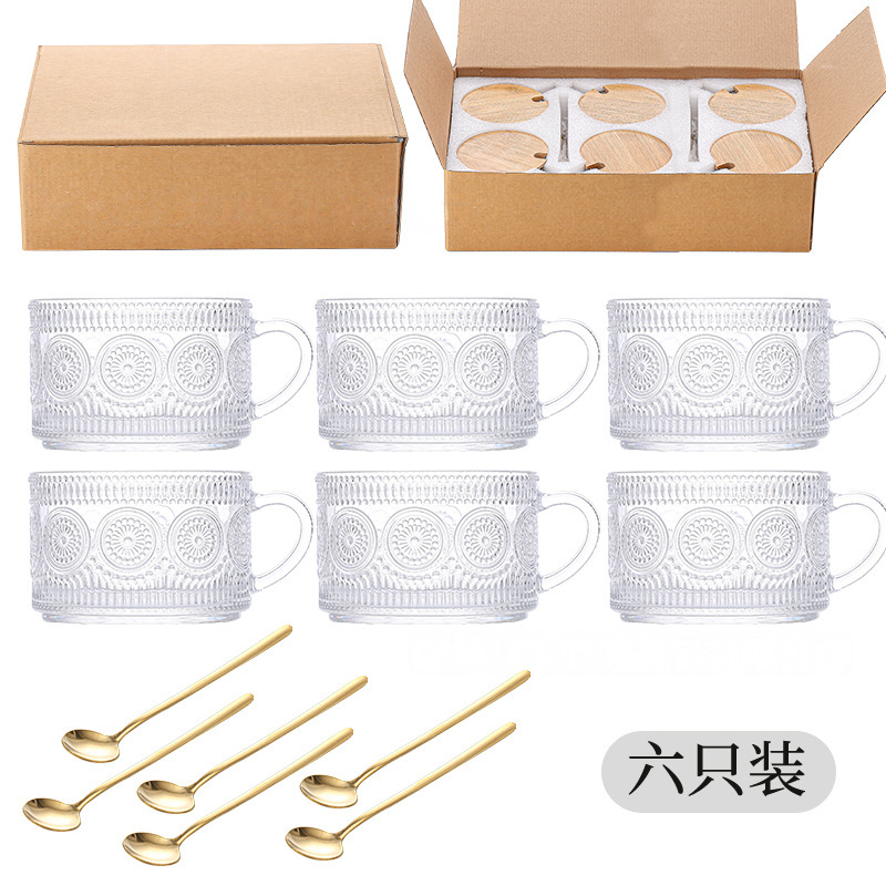 Transfronterizo amazónica flor de sol relieve desayuno leche durante la noche taza de avena con tapa con cuchara taza de ensalada