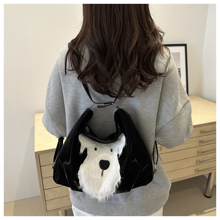 Cute little dog tote bag, women's bag, fashionable new school style backpack, large-capacity commuting single-shoulder bag undefined