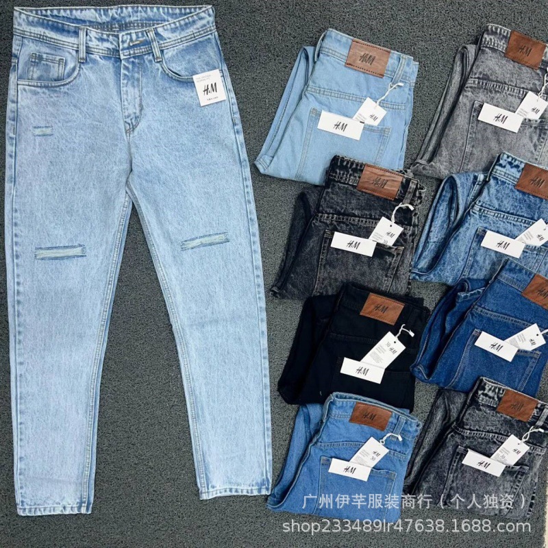 Men's jeans欧米クロスボーダー男性ジーンズ韓国風ファッションポケット工装デニム長ズボン卸売り