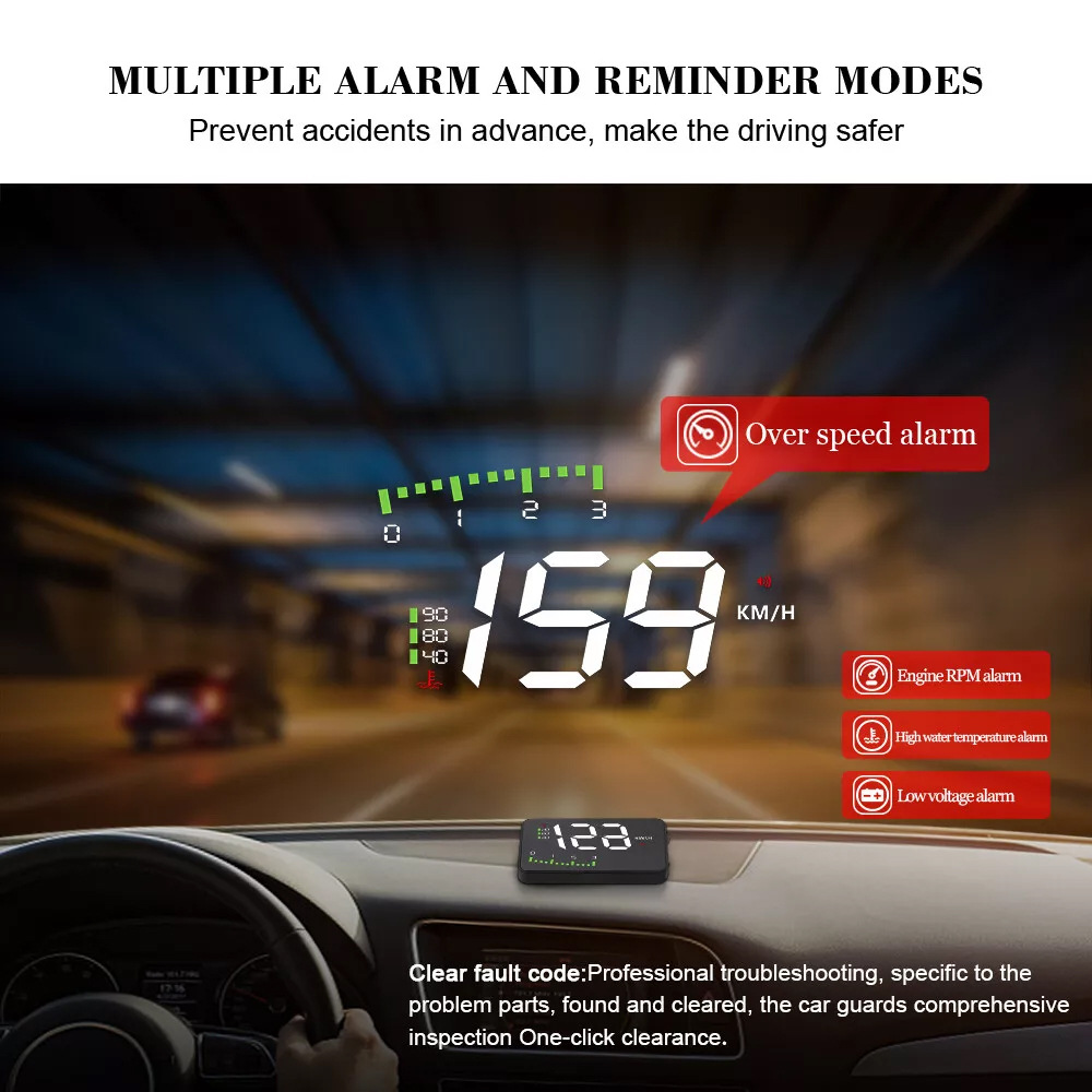 Hud Car Head-Up Display Displays Speed, Rpm, Water Temperature, and Voltage with 4 Practical Functions A900 Cross-Border
