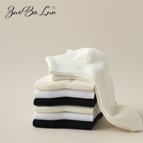 Socks for women summer Korean style mid-calf socks pure cotton sweat-absorbent and deodorant basketball sports socks summer black and white boat socks stockings