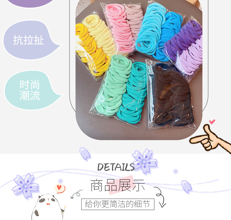 34g Weight Headwear Classification Festival Occasion Geometric Pattern Women'S Gender Pink, Purple, Green, Blue, Yellow, Black Color Wholesale Accessories Candy Colored 50 Pieces Basic Elastic Hair Rope Nihaojewelry 6