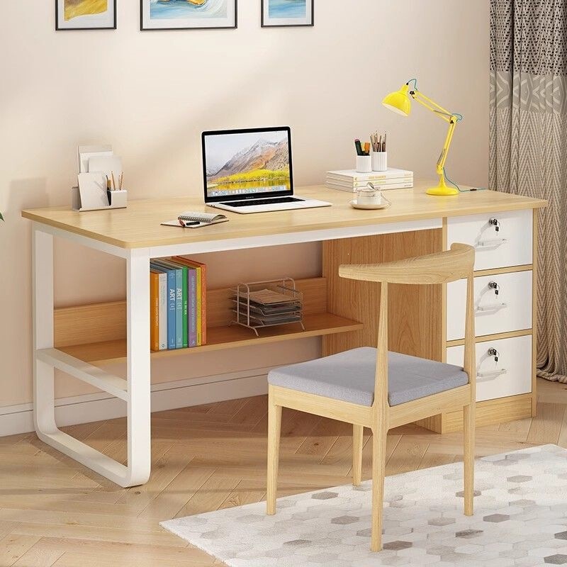 Desk study table for students, home use writing computer desk, desktop workbench, bedroom desk for girls with drawers, office desk