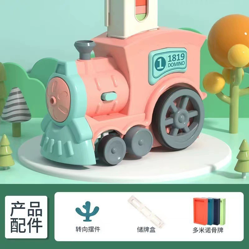 Electric dominoes for boys, automatic train, constructor, (Cross-border trading)