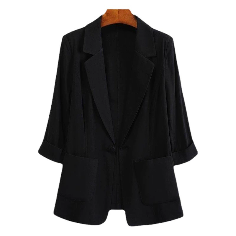 Тонкий костюм из хлопка и льна для женщин, весна-лето 2026, новый стиль, британский повседневный модный костюм из хлопка и льна, маленький костюм, куртка большого размера