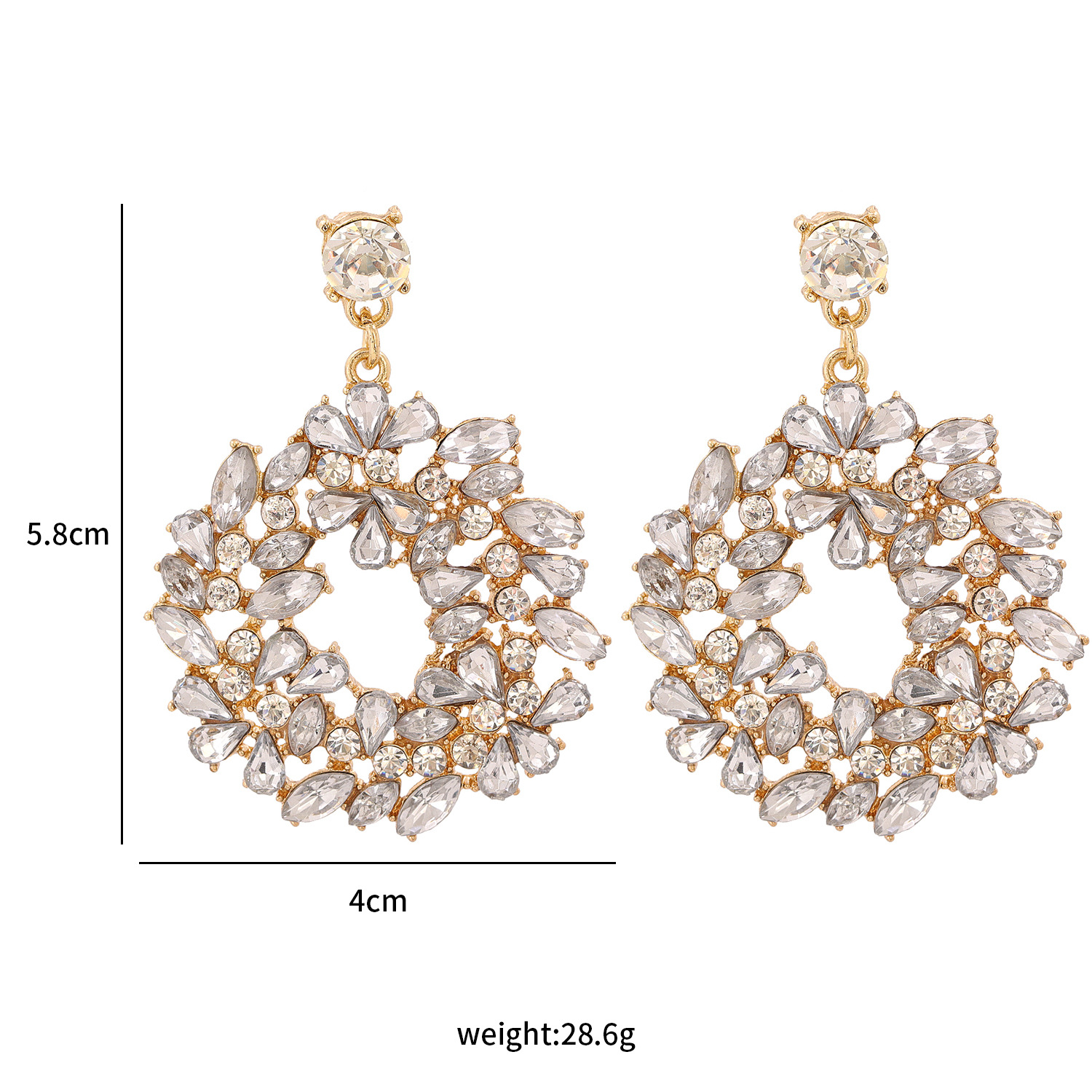 Boucles D&#39;oreilles En Diamant En Forme De Flocon De Neige display picture 1