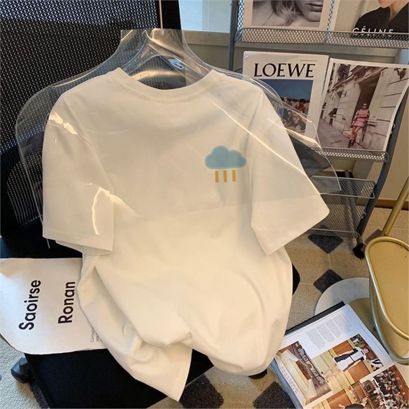 Ice silk short sleeve white small clouds