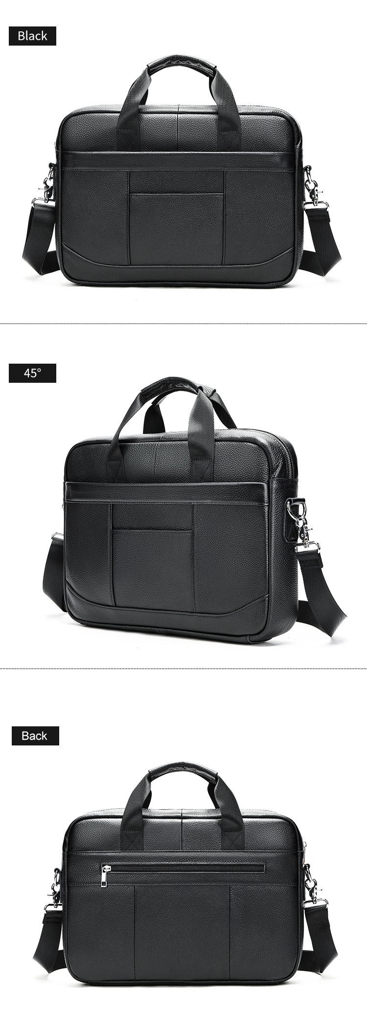 Cặp da bò công sở nam đựng laptop 15,6 inch, túi xách tay đeo chéo đa năng — Cà phê, màu đen, 39cm*8cm*29cm chi tiết 18