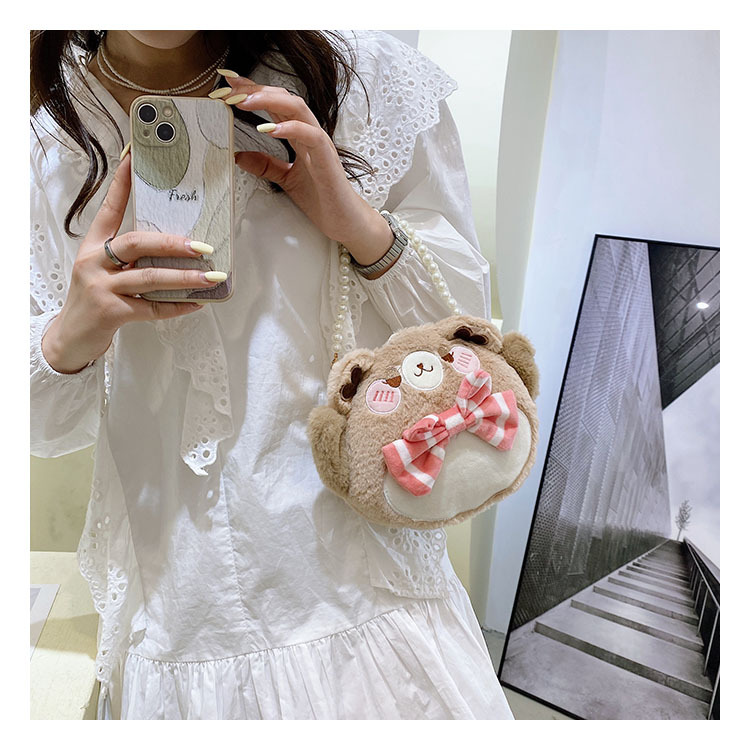 2022 New plush doll, cute Maneki Neko crossbody bag for girls, children's cartoon parent-child women's bag undefined