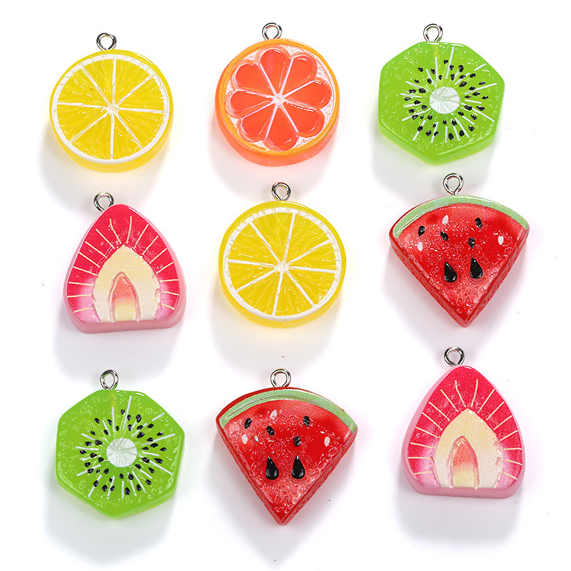 Wholesale Resin Imitation Fruit Slices Lemon Kiwi Watermelon Pendants Handmade Food Toys DIY Accessories