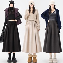 实拍 毛呢半身裙女2025秋冬新款松紧腰显瘦山本裙a字花苞蓬蓬伞裙